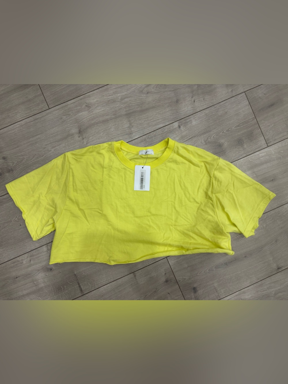 OAK+FORT Lemon Yellow Cropped Crewneck Sweater
